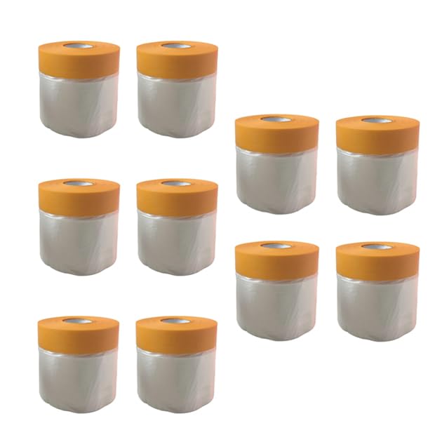 qiangxing 10pack 30cmx25m Painters plastic with adhesive tape for house painting and automotive refinishing masking film and tape in ONE