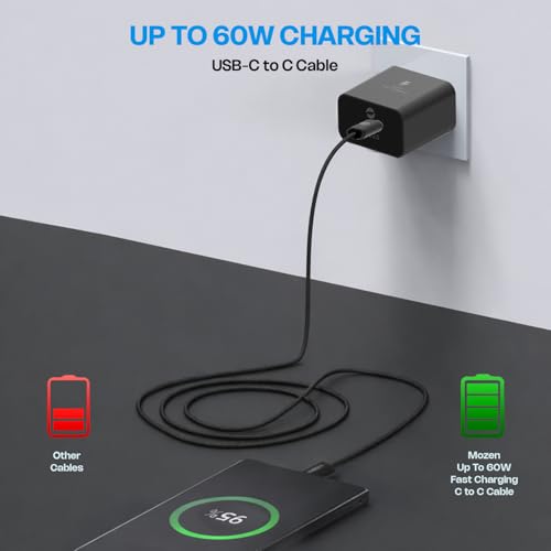 Image of Amkette Mozen Certified 65W Type C to Type C Braided Cable | C to C Cable Fast Charging | 480 Mbps Data Transfer | Compatible with iPhone, Samsung, Nothing, Motorola, Xiaomi, Realme & USB-C Devices