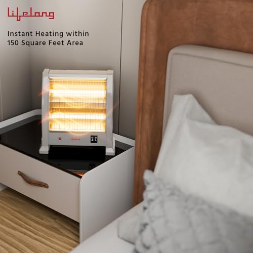 Image of Lifelong Dyno 800 Watts Quartz Room Heater for Home with 2 Power settings, ISI Certified, 2 Rod Heater for Room |Cord Length 1.5 Meter| 1 Year Manufacturer's Warranty (LLQH925, Grey)