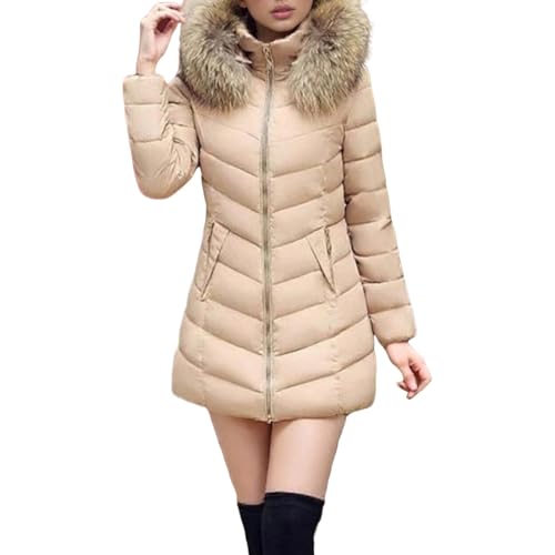 MJGkhiy Piumino Donna Lungo Con Cappuccio Invernale Leggero Cappotto Trapuntato