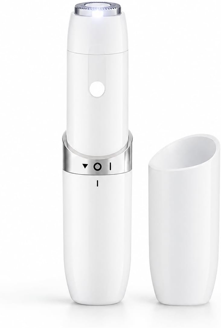 Nave Mini Facial Hair Remover for Women – Portable Electric Face Shaver for Upper Lip, Chin & Cheeks, Painless Peach Fuzz Trimmer with Smart LED Light, Sensitive Skin Safe, AA Battery Powered