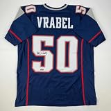 Facsimile Autographed Mike Vrabel New England Blue Reprint Laser Auto Football Jersey Size Men's XL