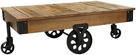 Lexicon Milligan Wood Cocktail Table with Wheels, 47" x 31", Rustic Brown