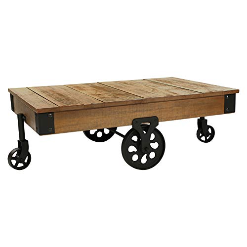 Lexicon Milligan Wood Cocktail Table With Wheels, 47" X 31", Rustic Brown #TOP2