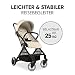 hauck Travel N Care Plus, Vanilla - Reisebuggy für Kinder ab Geburt bis 22 kg mit Liegefunktion & Kopfposter - Leicht (7,2 kg) & Einhändig Faltbar - Selbststehend - UPF 50+ & Netzfenster