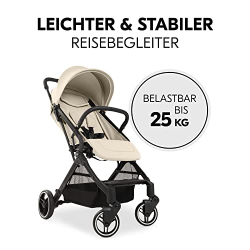 hauck Travel N Care Plus, Vanilla - Reisebuggy für Kinder ab Geburt bis 22 kg mit Liegefunktion & Kopfposter - Leicht (7,2 kg) & Einhändig Faltbar - Selbststehend - UPF 50+ & Netzfenster