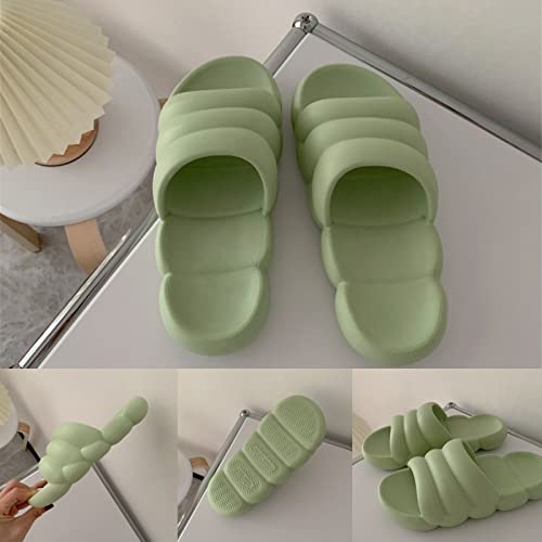 HENGYUE Pantoufles Unisexes Femmes Sandales D'été Mode Maison Salle de Bain Sandales Fond épais Couple Diapositives Antidérapant Sol Chaussures D'intérieur,Green-36-3738-3940-4142-4344-45 Cover
