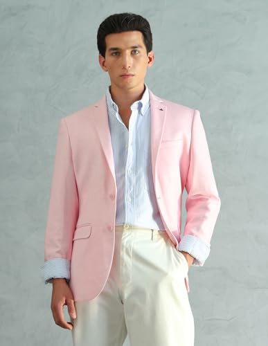 Image of Arrow MenSlim fit Polyester Solid Single-breastedNotch Lapel Collar Blazer