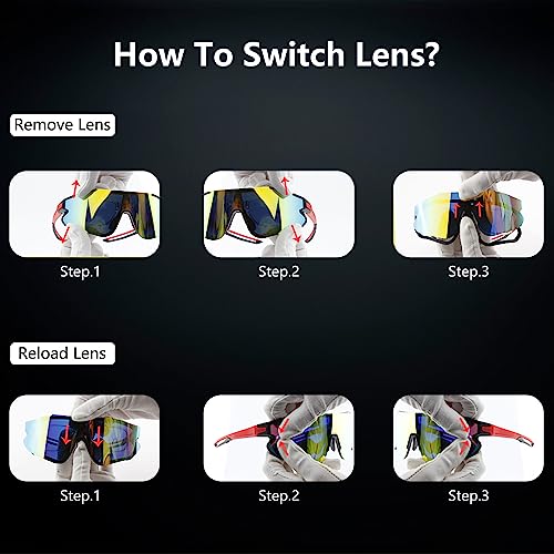 Oulaiqi Sports Sunglasses Cycling Sunglasses For Men Women With 3 Interchangeable Lenses Tr90 Frame Baseball Glasses #TOP6