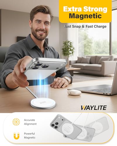 25W Magnetic Wireless Charger, 10FT Fast Charging Pad Wireless Charge for iPhone 17 16 /AirPods3/2/Pro/for Galaxy S26 Ultra/Pixel 10 Series, Portable Charger for Desk& Travel(1Pack,White) - image 3