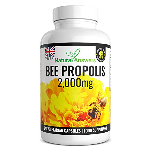 Bee Propolis Capsules 2000mg 270 Vegetarian Capsules 135 Servings 100% Suitable for Vegetarians UK Manufactured from Natural Answers Bees Propolis Propoli Pure Propolis