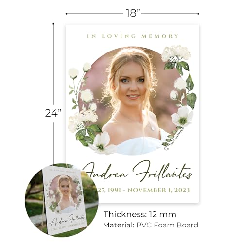 18\"x24\" Personalized Funeral Welcome Sign, In Loving Memory Reception Sign and Celebration of Life Decorations, Custom Memorial Sign in Acrylic, Foam Board, or Coroplast Variations (Design 1) - Thumbnail 6