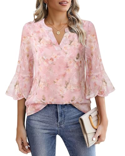 What Are The Best Wedding Blouse Styles For Older Women In 2025? 21 Wedding Blouse Trend 6 VALOLIA Tops for Women: 3/4 Length Sleeve Womens Tops - Blouses f...