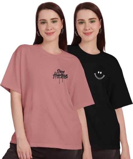PARTH FASHION Women's Oversized Cotton T-Shirt, Soft & Breathable Casual Tops, Combo Pack of 2, Office & Outings - Review, Price and Buying Guide
