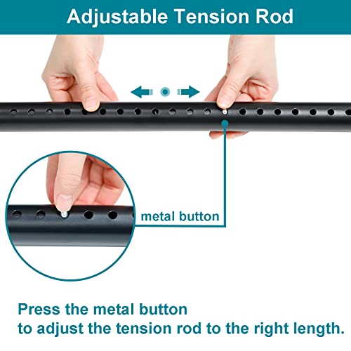 Oxdigi Shower Curtain Rod Tension No Drill / 43.3 - 63 Inch Matt Black Small/ Heavy Duty / Adjustable / Never Rust / Non-Slip / Short Spring Tension Rod for Windows, Bathroom, Indoor, Outdoor Decor by Oxdigi - Image 2