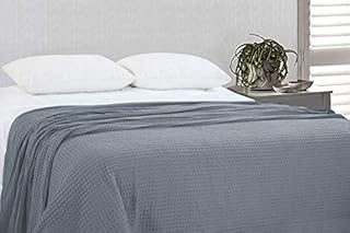 Luxury Waffle Weave Bed Throws and Bedspreads Light Grey 100% Cotton Double Bed Covers Blankets Sheets and Sofa Couch Throw (Double, Grey)