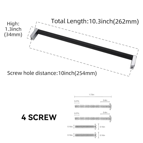 BUKOBYHE 6 Pack 10 Inch(254mm) Matte Black and Polished Chrome Kitchen Cabinet Handles Knurled Cabinet Pulls Black Drawer Pulls Kitchen Hardware by BUKOBYHE - Image 2