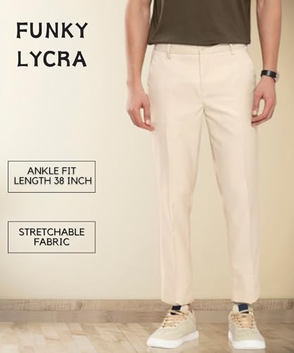Image of MALENO Slim Fit Ankle Length Cotton Lycra Blend Formal Trouser for Men | Stretchable Ankle Length Formal Pant for Men