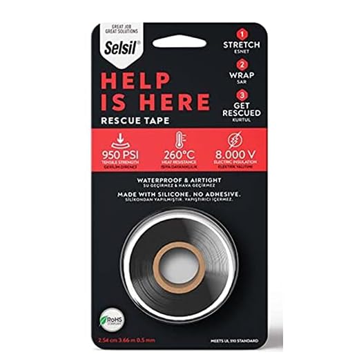 selsil Help is Here Rescue Tape, Self-Fusing Silicone, Tape Adhesive Free Extremely, Flexible and Extremely Strong, Waterproof, Airtight, and Electrically Insulating, 1” X 12' (2.54cm X 3.66m) Black
