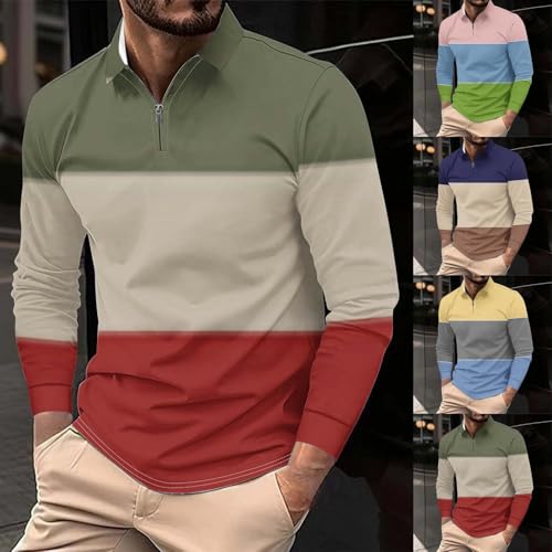 Cambkatl Men's 1/4 Zip Color Block Lapel Golf Shirts - Stretch 2025 Fall Long Sleeve Tennis Business Casual T-Shirt2