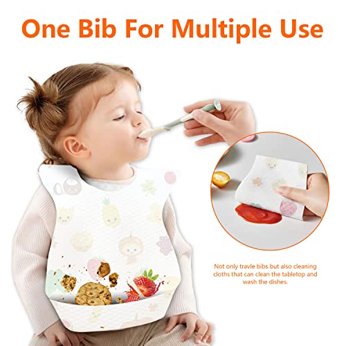 Moshaine Disposable Bibs Soft Baby Bib Waterproof For Toddlers With Food Catcher Pocket And Adjustable Fastener Feeding Bib Suitable Kids For Feeding,Traveling,Outdoor Use #TOP6
