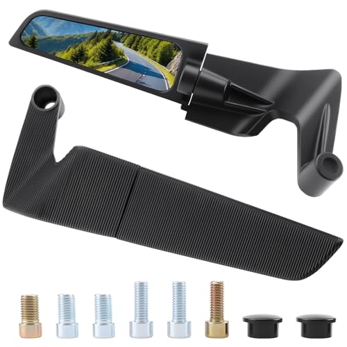 Liwogi 2 unidades Espejos Laterales Espejos Retrovisor Moto Stealth Winglet Set Universales para M8 M10, Giratorios 360°/210°, ángulo ultraancho