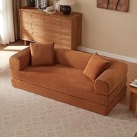 Sweiko Canapé Convertible Tatami avec 2 Coussins, Canapé de Loisirs rembourré en Mousse Froide, Modern Sofa po