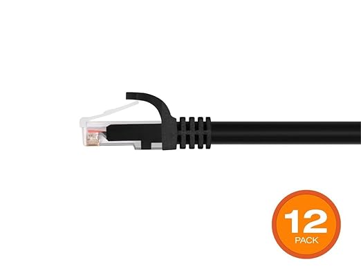 Monoprice Cat6 Cable Ethernet UTP 3 Pies 12 Pack Negro miniatura 2