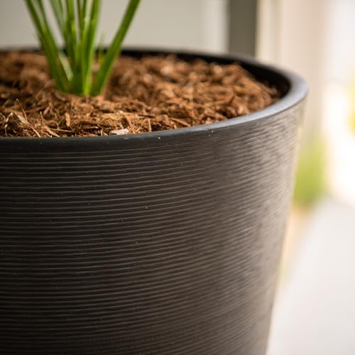 XBrand Modern 28-Inch Tall Round Planter, Modern Tapered Planter Perfect for Indoor & Outdoor Planter, Patio Décor, Set of 2, Black by XBrand - Image 6