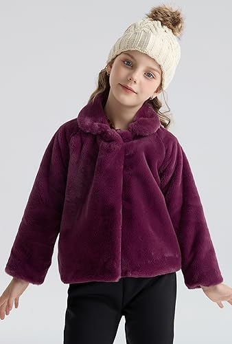SOLOCOTE Toddler Girls Faux Fur Cloak Jacket Little Kids Fuzzy Fleece Lightweight Hooded Cute Fall Winter Coat3