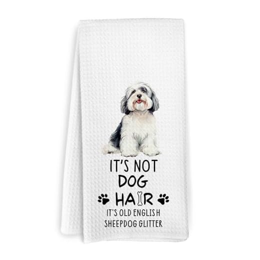 KFXHANGD Funny Old English Sheepdog Gifts Kitchen Towels, It's Not Dog Hair It's Old English Sheepdog Glitter Dish Towels, Dogs Lover Gifts Hand Tea Towel for Bathroom Kitchen Decor, 16x24 Inches