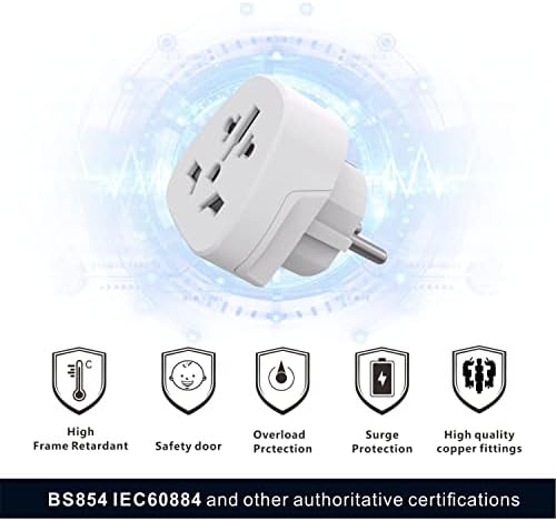 Adapter Plug UK to Europe, EU Plug Adapter, Travel Adaptor Type E, F for Germany, France, Spain, Netherlands, Poland, Greece, Turkey, Bulgaria and More (Type E/F)
