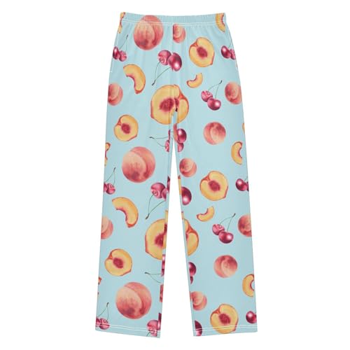 Peach Cherry Boys Pants Boys Athletic Pants Long Pant for Boywith Pockets Wide-Leg Size 6-14Y