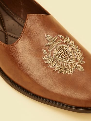 Image of Manyavar Men's Self Embroidered Loafers Style Shoes| Ethnic Juttis and Mojaris