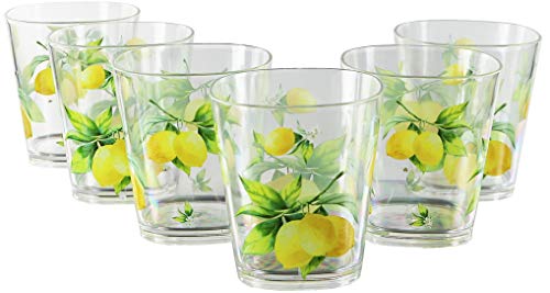 Calypso Basics Fresh Lemons by Reston Lloyd, 14oz Acrylic Rock Drinkware, Set of 6, white, lemon, green by Reston Lloyd - Used condition - US$13.46