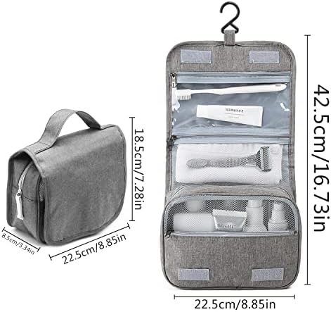 Hanging Travel Toiletry Bag, Large Makeup Bag Zipper Pouch Foldable Duffel Portable Waterproof Storage, for Men,Women and Kids(Gray)