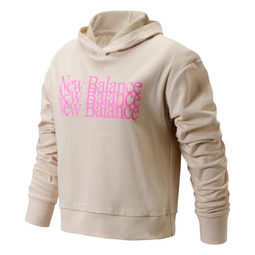 New Balance Girls' Sweatsuit Set - 2 Piece French Terry Hoodie And Jogger Pants (7-12), Size 7-8, Calm Taupe #TOP1