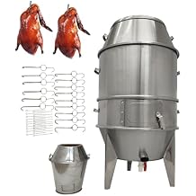Commercial Charcoal Roast Duck Oven 23.6x53 Inches Stainless Steel 3 Tier Barbecue Grill BBQ Beijing Duck Turkey Roasting Machine with Detachable Shelf and Hooks for Chicken Vegetables Lamb