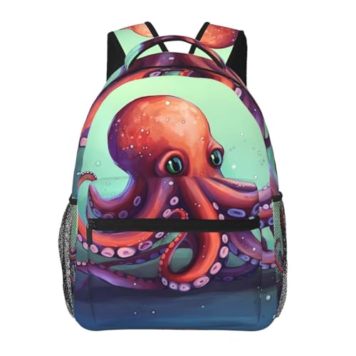 Sac à dos ordinateur portable léger pour soulager le dos au travail motif pieuvre