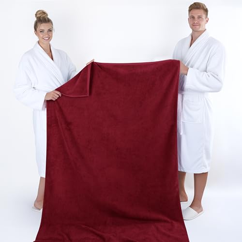 American Soft Linen 100% Cotton 600 GSM Turkish 40x80 Oversized Bath Towel Sheet, Extra Large Adult Towels for Bathroom, Bordeaux Red Bath Sheet