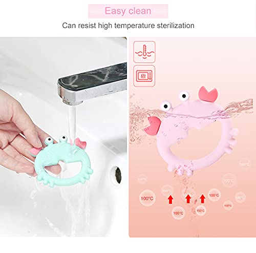 Miniatura 2 de Juguetes de dentición para bebés, mordedores para bebés de 0 a 6 meses, 6 a 12 meses (1 turquesa, 1 cangrejo)