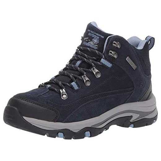 Skechers womens Hiker Hiking Boot, Navy/Grey, 8.5 US