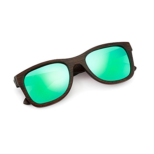Oct17 Bamboo Wood Wooden Polarized Lens Sunglasses Real Eyewear Sunglass Men Women - Green