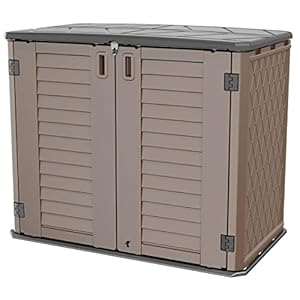 Horizontal Resin Storage Shed 34 Horizontal Cuft Outdoor Storage Cabinet Waterproof for GardenBackyardHomePool Lockable34 Cuft Brown