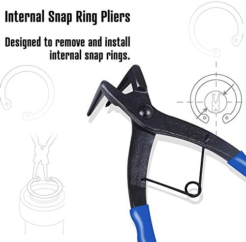 Snap Ring Pliers Internal Long Nose Circlip Pliers, 90 Degree Bent C Clip Retaining Pliers Ring Removal Tool for Motorcycles Cars