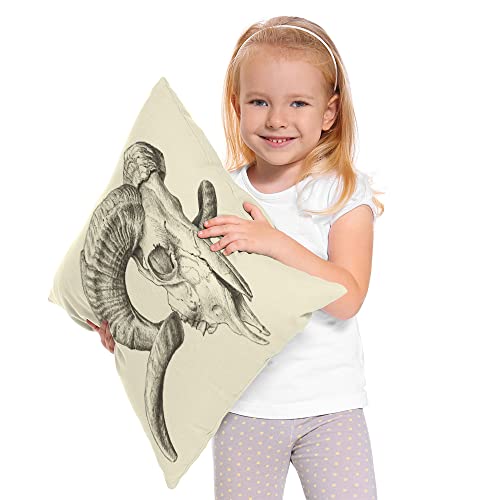 Ekobla Goat Skull Pillow Cover Animal Horn Head Bull Dead Sheep Bone Death Horn Lamb Skeleton Throw Pillow Cover Square Cotton Linen Cushion Case For Sofa 18 X 18 Inch #TOP1