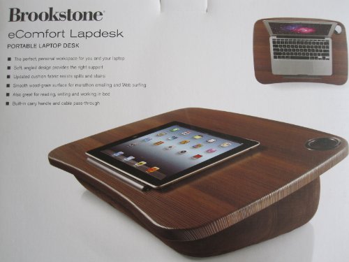 Brookstone eComfort Portable Lap Desk Walnut Look-Brown Base 18.75 x 12.75