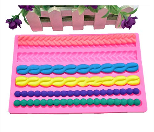 Rope & Leaf Strip Cake Border Mold For Cake Decorating By Garloy,The Food Grade Pearl Fondant Mold Non-Stick Pearl Silicone Mold For Clay Sugarcraft Cupcake Topper Crafting Projects #TOP3