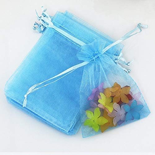 Mokiro 100Pcs Organza Gift Bags Medium 9x12 cm Mesh Jewellery Candy Pouches Wedding Favour Drawstring Mini Bags for Baby Shower Birthday Party Easter