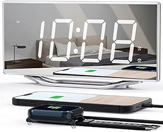 Digital Clock with 8.7" Large Display, Mirror Alarm Clock for Kids/Teens/Adults, Digital Dual Alarm Clock with 2 USB Ports, Battery Backup, Snooze, Setting Easily, Loud Alarm Clock for Bedroom/Desk